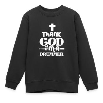 Percussion Jésus-Christ Batteur Cadeau - Sweat Premium enfant bio - noir - Devant - AI Model Kid Female (0cm)