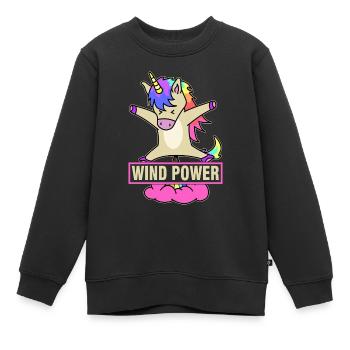 Wind Power - Unicorn - Kinder Premium Organic Sweatshirt - Schwarz - Vorne - AI Model Kid Female (0cm)