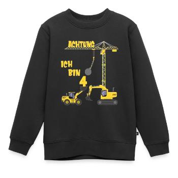 Ich bin 4 Jahre vierter Geburtstag Bagger Jungen - Kinder Premium Organic Sweatshirt - Schwarz - Vorne - AI Model Kid Female (0cm)