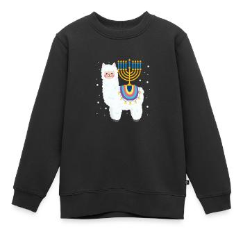 Hanukkah Alpaka Lama Jüdisch Juden Geschenk - Kinder Premium Organic Sweatshirt - Schwarz - Vorne - AI Model Kid Female (0cm)
