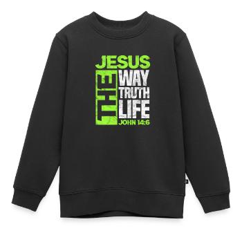 Jésus - Sweat Premium enfant bio - noir - Devant - AI Model Kid Female (0cm)