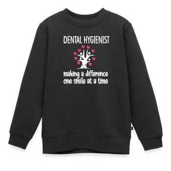 Dentalhygienikerin Zahnhygienikerin Mundhygiene - Kinder Premium Organic Sweatshirt - Schwarz - Vorne - AI Model Kid Female (0cm)