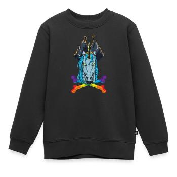 Regenbogen Knochen - Piraten Einhorn - Kinder Premium Organic Sweatshirt - Schwarz - Vorne - AI Model Kid Female (0cm)