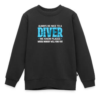 Divers Diving Sea Holiday Diving Gift - Kids Premium Organic Sweatshirt - black - Front - AI Model Kid Female (0cm)