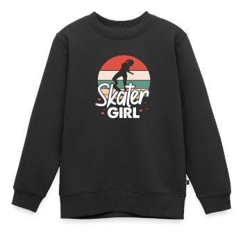 Skater Girl Skateboard Skate Skater Cadeau - Sweat Premium enfant bio - noir - Devant - AI Model Kid Female (0cm)