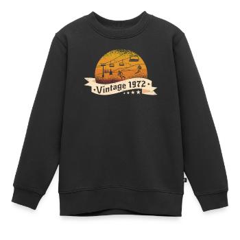 Skieur Remontée mécanique né en 1972 Anniversaire - Sweat Premium enfant bio - noir - Devant - AI Model Kid Female (0cm)