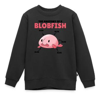 Blobfish Explication Anatomie d’un Blobfish - Sweat Premium enfant bio - noir - Devant - AI Model Kid Female (0cm)