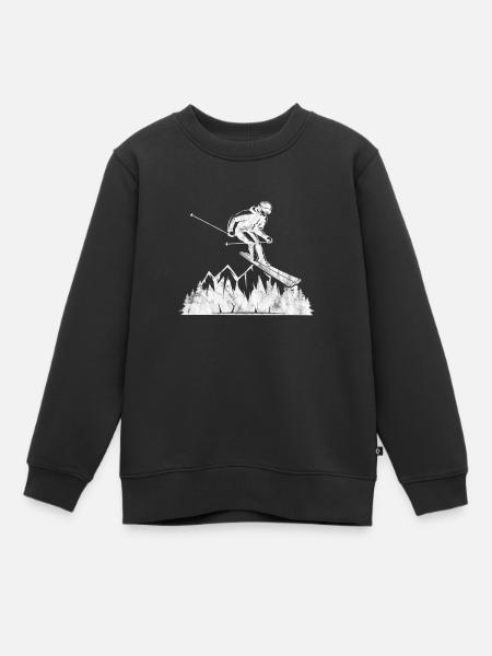Ski Ski Neige Hiver Vacances au ski Cadeau - Sweat Premium enfant bio - noir