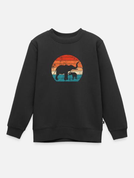 Elefant - Kinder Premium Organic Sweatshirt - Schwarz