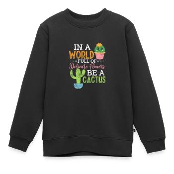 Kaktus - Kinder Premium Organic Sweatshirt - Schwarz - Vorne - AI Model Kid Female (0cm)