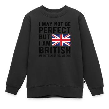 Drapeau britannique De la Grande-Bretagne Origine britannique - Sweat Premium enfant bio - noir - Devant - AI Model Kid Female (0cm)