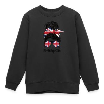 Drapeau britannique de la Grande-Bretagne Racines britanniques - Sweat Premium enfant bio - noir - Devant - AI Model Kid Female (0cm)