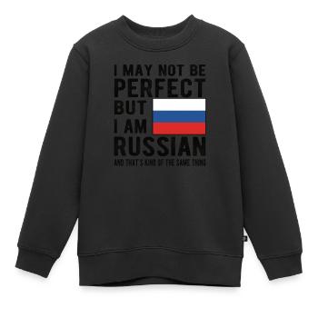 Fier drapeau russe russe d’origine russe - Sweat Premium enfant bio - noir - Devant - AI Model Kid Female (0cm)