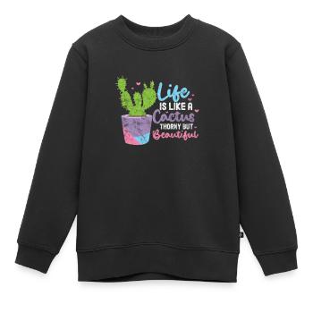 Kaktus - Kinder Premium Organic Sweatshirt - Schwarz - Vorne - AI Model Kid Female (0cm)
