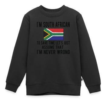 Afrique du Sud Drapeau Afrique du Sud Origine Afrique du Sud - Sweat Premium enfant bio - noir - Devant - AI Model Kid Female (0cm)