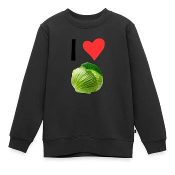 Ich liebe Kohl für Vegetarier - Kinder Premium Organic Sweatshirt - Schwarz - Vorne - AI Model Kid Female (0cm)