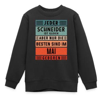Schneidern Geburtstag Mai geboren Textil-Schneider - Kinder Premium Organic Sweatshirt - Schwarz - Vorne - AI Model Kid Female (0cm)