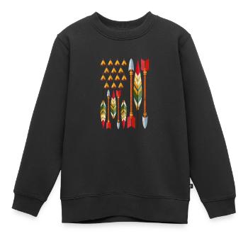 Cadeau Apache amérindien - Sweat Premium enfant bio - noir - Devant - AI Model Kid Female (0cm)