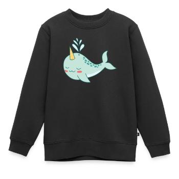 Narwal süßer Wal ozean einhorn kawaii Narwale - Kinder Premium Organic Sweatshirt - Schwarz - Vorne - AI Model Kid Female (0cm)