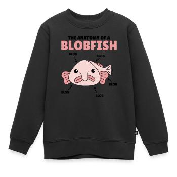 Blobfish Explication Anatomie d’un Blobfish - Sweat Premium enfant bio - noir - Devant - AI Model Kid Female (0cm)