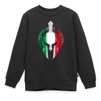 Spartaner Helm Italien Flagge - Kinder Premium Organic Sweatshirt - Schwarz - Vorne - AI Model Kid Female (0cm)