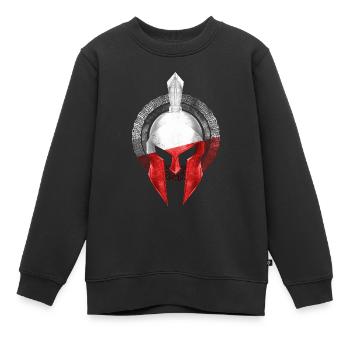 Spartaner Helm Polen Flagge Polska - Kinder Premium Organic Sweatshirt - Schwarz - Vorne - AI Model Kid Female (0cm)