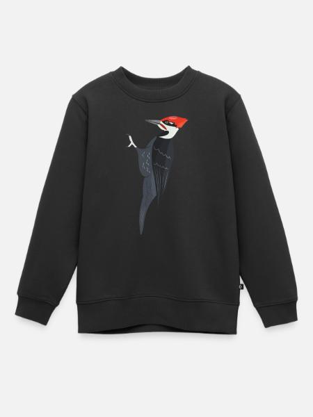 Gestapelde Specht Vogel Illustratie - Kinder Premium sweater biologisch - zwart