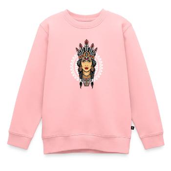 Indien - Sweat Premium enfant bio - rose - Devant - AI Model Kid Female (0cm)