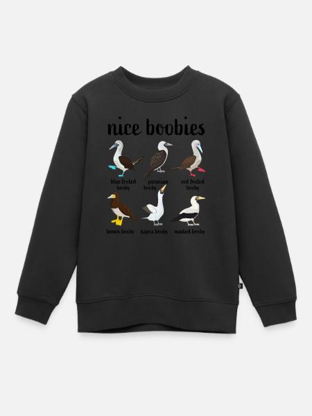 Booby Bird Leuke Boobies Grappig Kerstcadeau - Kinder Premium sweater biologisch - zwart