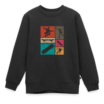 Skateboard Skater Skate Skaten Geschenk - Kinder Premium Organic Sweatshirt - Schwarz - Vorne - AI Model Kid Female (0cm)