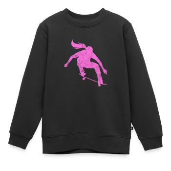 Skateboard Skater Fille Skate Skate Cadeau - Sweat Premium enfant bio - noir - Devant - AI Model Kid Female (0cm)