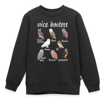 Schöne Hooters Eule Vogel Liebhaber Wortspiel Geschenk - Kinder Premium Organic Sweatshirt - Schwarz - Vorne - AI Model Kid Female (0cm)
