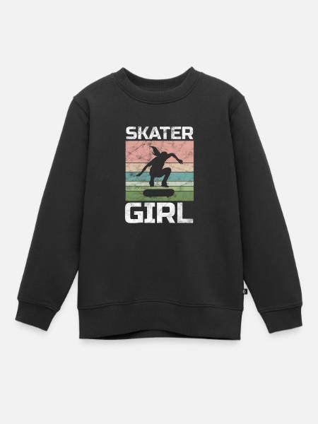 Skateboard Skater Fille Skate Skate Cadeau - Sweat Premium enfant bio - noir