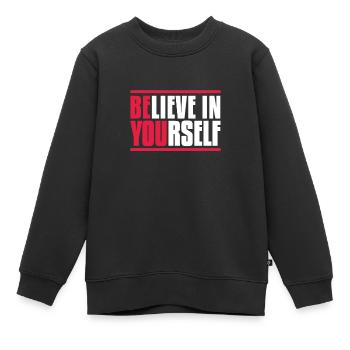 Motivation - Sweat Premium enfant bio - noir - Devant - AI Model Kid Female (0cm)
