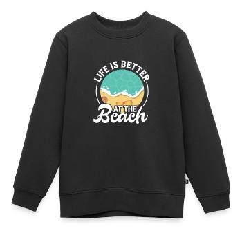 Plage - Sweat Premium enfant bio - noir - Devant - AI Model Kid Female (0cm)
