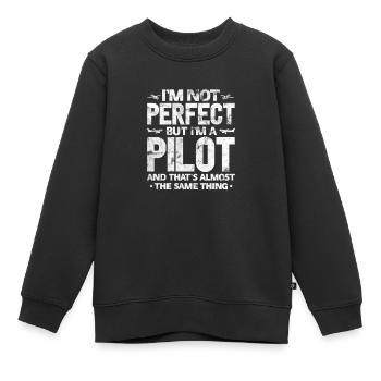 Pilote - Sweat Premium enfant bio - noir - Devant - AI Model Kid Female (0cm)