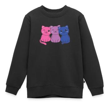 Bi Flag Pride LGBTQ süße Katze - Kinder Premium Organic Sweatshirt - Schwarz - Vorne - AI Model Kid Female (0cm)