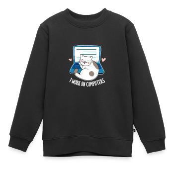 Ordinateur - Sweat Premium enfant bio - noir - Devant - AI Model Kid Female (0cm)