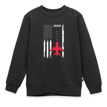 Pilote - Sweat Premium enfant bio - noir - Devant - AI Model Kid Female (0cm)