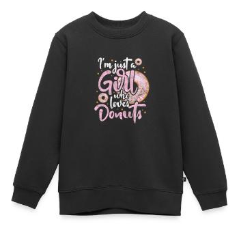 Fille beignet - Sweat Premium enfant bio - noir - Devant - AI Model Kid Female (0cm)