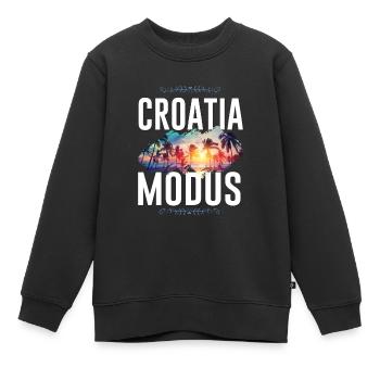 Mode Croatie - Sweat Premium enfant bio - noir - Devant - AI Model Kid Female (0cm)
