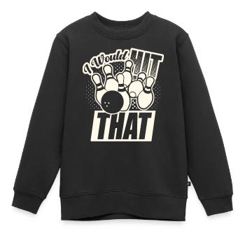 Je frapperais ce drôle de bowling retro bowler - Sweat Premium enfant bio - noir - Devant - AI Model Kid Female (0cm)