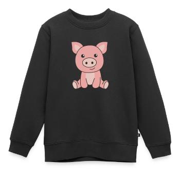 Porc Porcelet Boue - Sweat Premium enfant bio - noir - Devant - AI Model Kid Female (0cm)