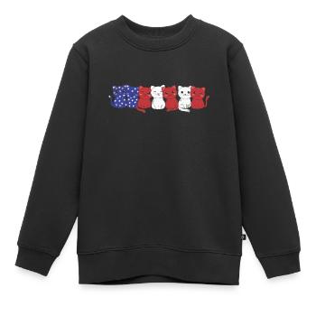 Katze für den vierten Juli USA Flagge Katzen - Kinder Premium Organic Sweatshirt - Schwarz - Vorne - AI Model Kid Female (0cm)