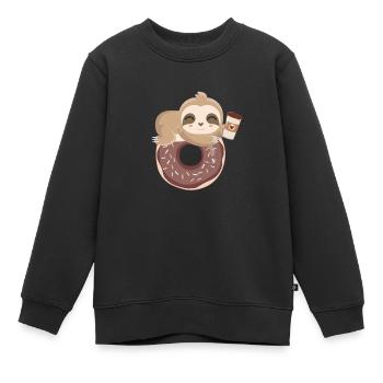 Donut Café Paresseux Donuts GEschenk - Sweat Premium enfant bio - noir - Devant - AI Model Kid Female (0cm)
