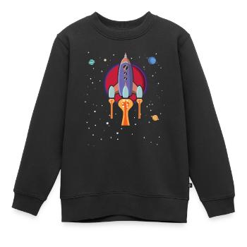 Rocket Spaceship Space Travel Planets - Kids Premium Organic Sweatshirt - black - Front - AI Model Kid Female (0cm)
