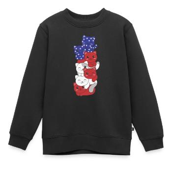 Katze für den vierten Juli USA Flagge Katzen - Kinder Premium Organic Sweatshirt - Schwarz - Vorne - AI Model Kid Female (0cm)