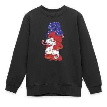 Chamäleon für den vierten Juli USA Flagge - Kinder Premium Organic Sweatshirt - Schwarz - Vorne - AI Model Kid Female (0cm)