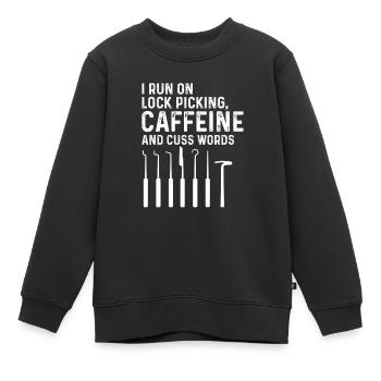 Lock picking Kaffee und Schimpfwörter Design - Kinder Premium Organic Sweatshirt - Schwarz - Vorne - AI Model Kid Female (0cm)