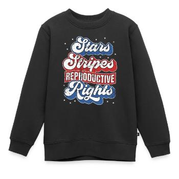 Retro Stars Stripes Reproduktive Rechte 4. von - Kinder Premium Organic Sweatshirt - Schwarz - Vorne - AI Model Kid Female (0cm)
